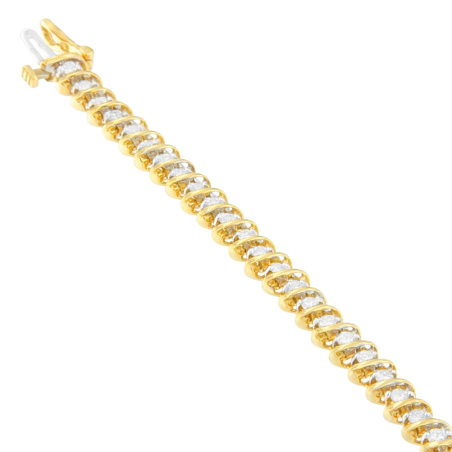 18K Yellow Gold Round Cut Diamond Spiral Link Bracelet (2.00 cttw, I-J Color, I1-I2 Clarity) Bids.com