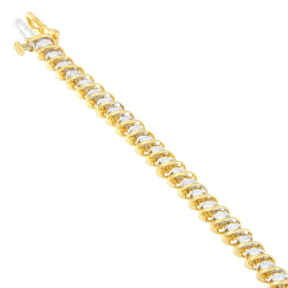 18K Yellow Gold Round Cut Diamond Spiral Link Bracelet (2.00 cttw, I-J Color, I1-I2 Clarity) Bids.com