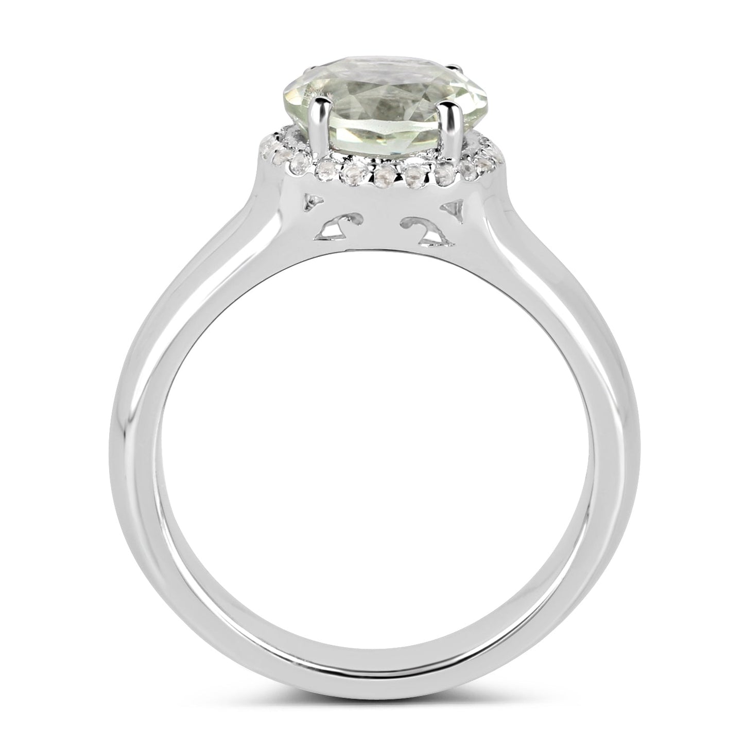 1.87 Carat Genuine Green Amethyst and White Topaz .925 Sterling Silver Ring Bids.com