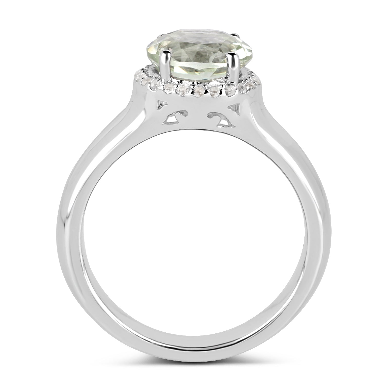1.87 Carat Genuine Green Amethyst and White Topaz .925 Sterling Silver Ring Bids.com