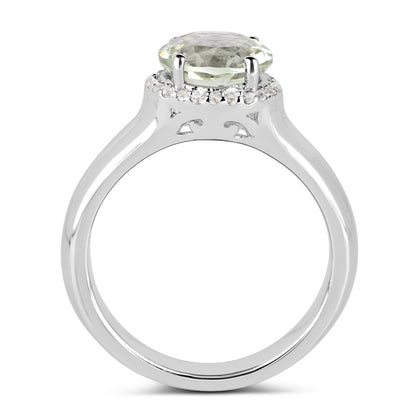 1.87 Carat Genuine Green Amethyst and White Topaz .925 Sterling Silver Ring Bids.com