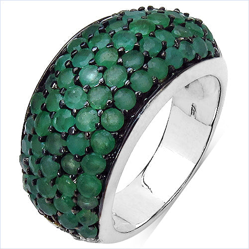 2.90 Carat Genuine Emerald & White Diamond .925 Sterling Silver Ring Bids.com