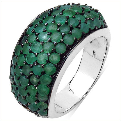 2.90 Carat Genuine Emerald & White Diamond .925 Sterling Silver Ring Bids.com