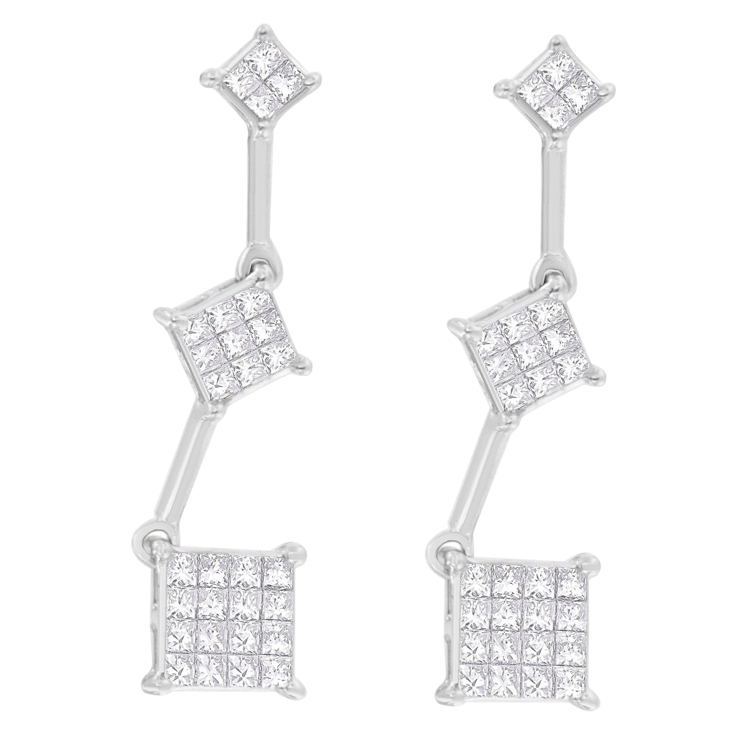 14K White Gold 1 cttw Princess Cut Diamond Earrings (G-H, VS1-VS2) Bids.com