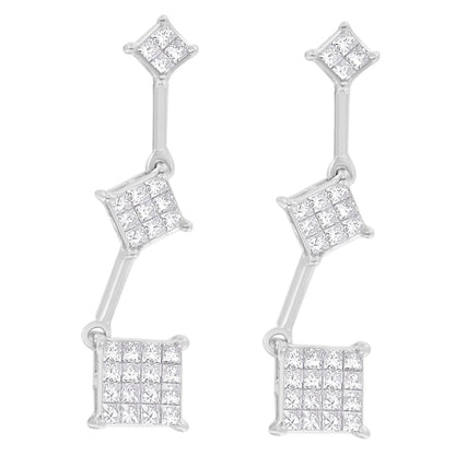 14K White Gold 1 cttw Princess Cut Diamond Earrings (G-H, VS1-VS2) Bids.com