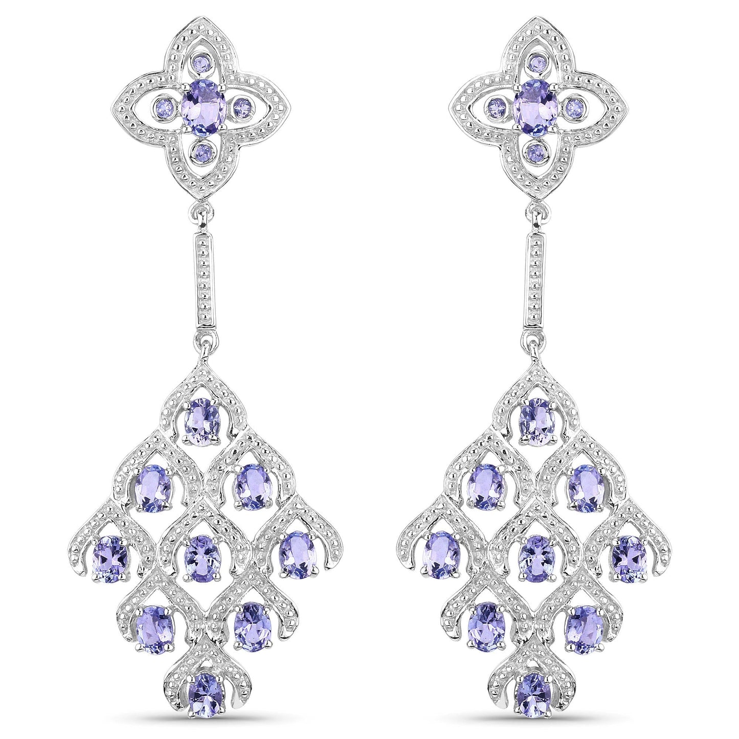 3.90 Carat Genuine Tanzanite and White Topaz .925 Sterling Silver Earrings Bids.com