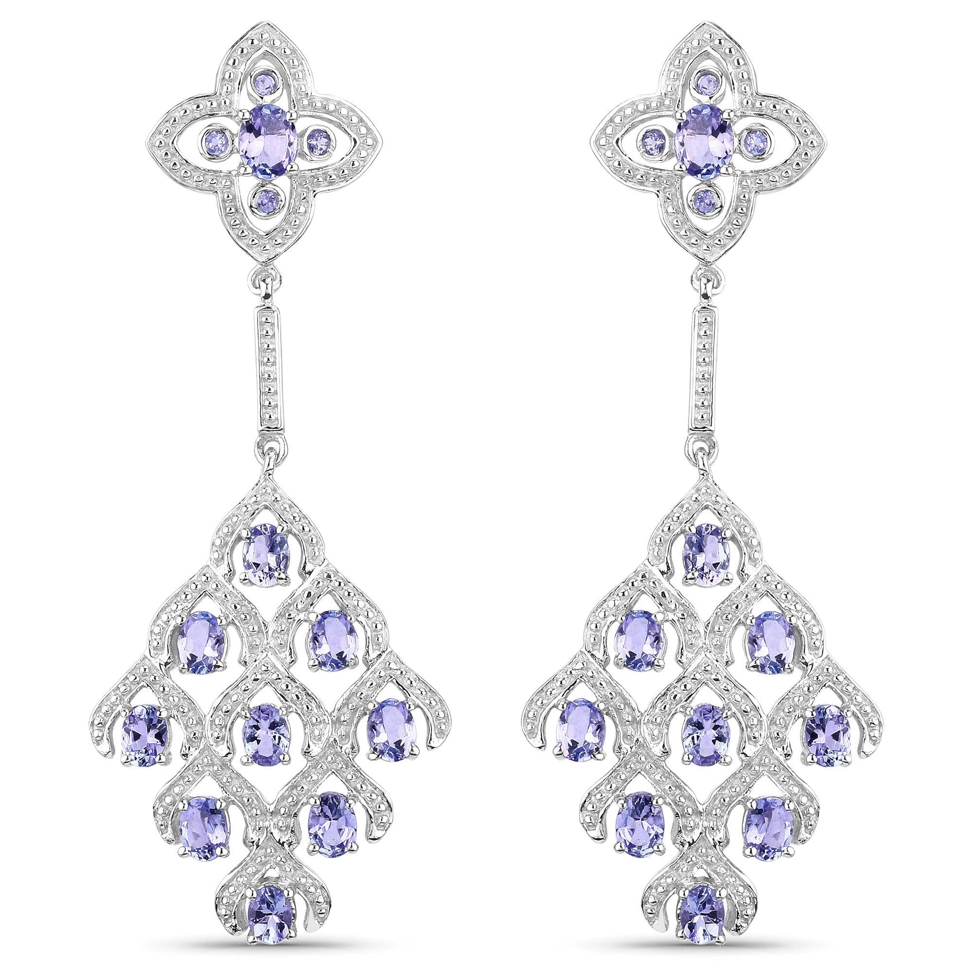 3.90 Carat Genuine Tanzanite and White Topaz .925 Sterling Silver Earrings Bids.com