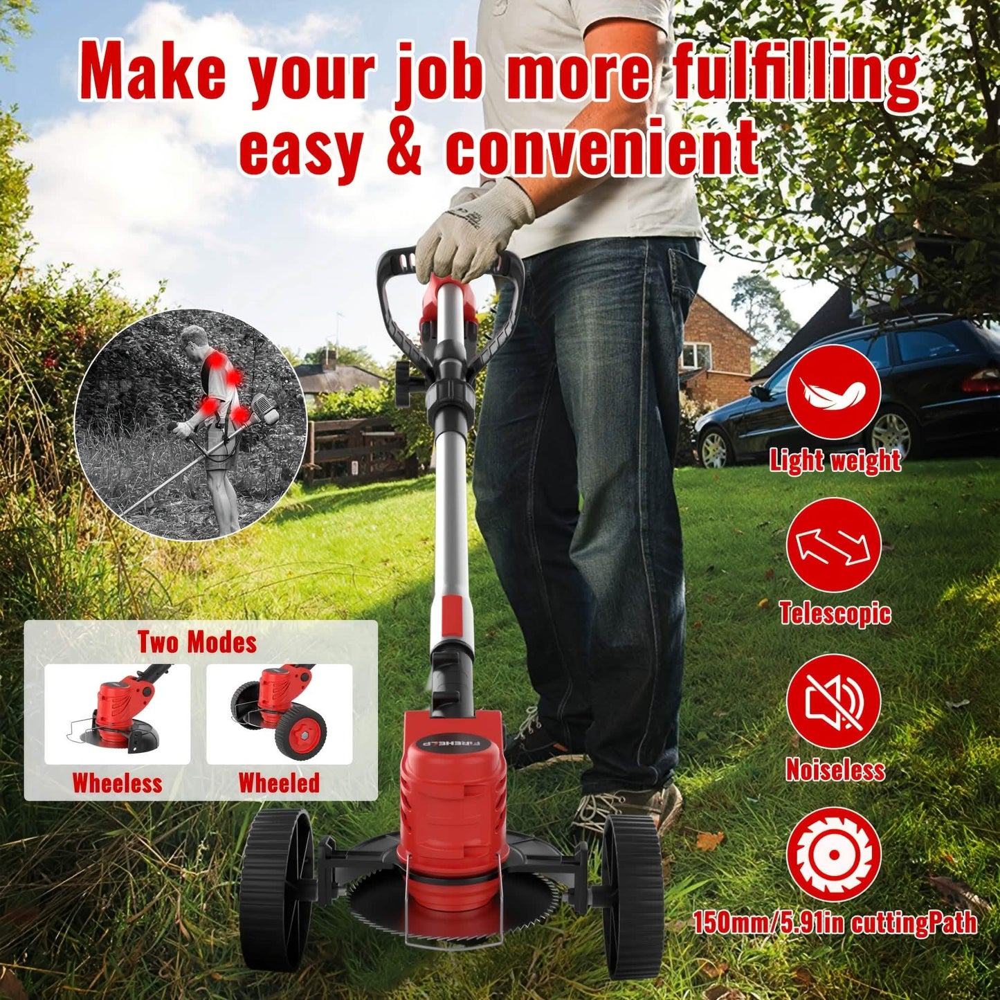 Portable Wireless Electric Lawn Mower & Garden Weeder DailySale