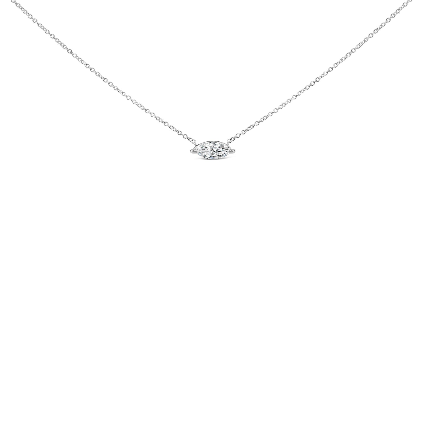 14K White Gold 1/2 Cttw Marquise Lab-Grown Diamond East West Solitaire 18" Pendant Necklace (F-G Color, VS2-SI1 Clarity) Bids.com