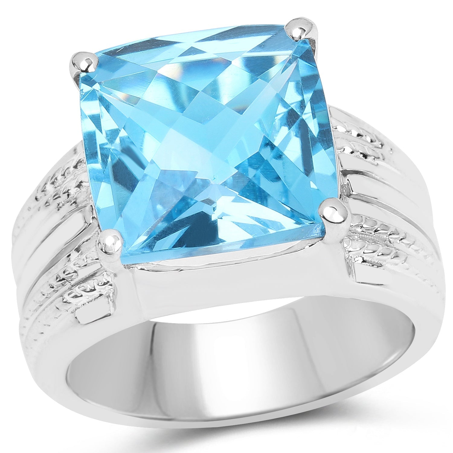 7.50 Carat Genuine Swiss Blue Topaz .925 Sterling Silver Ring Bids.com