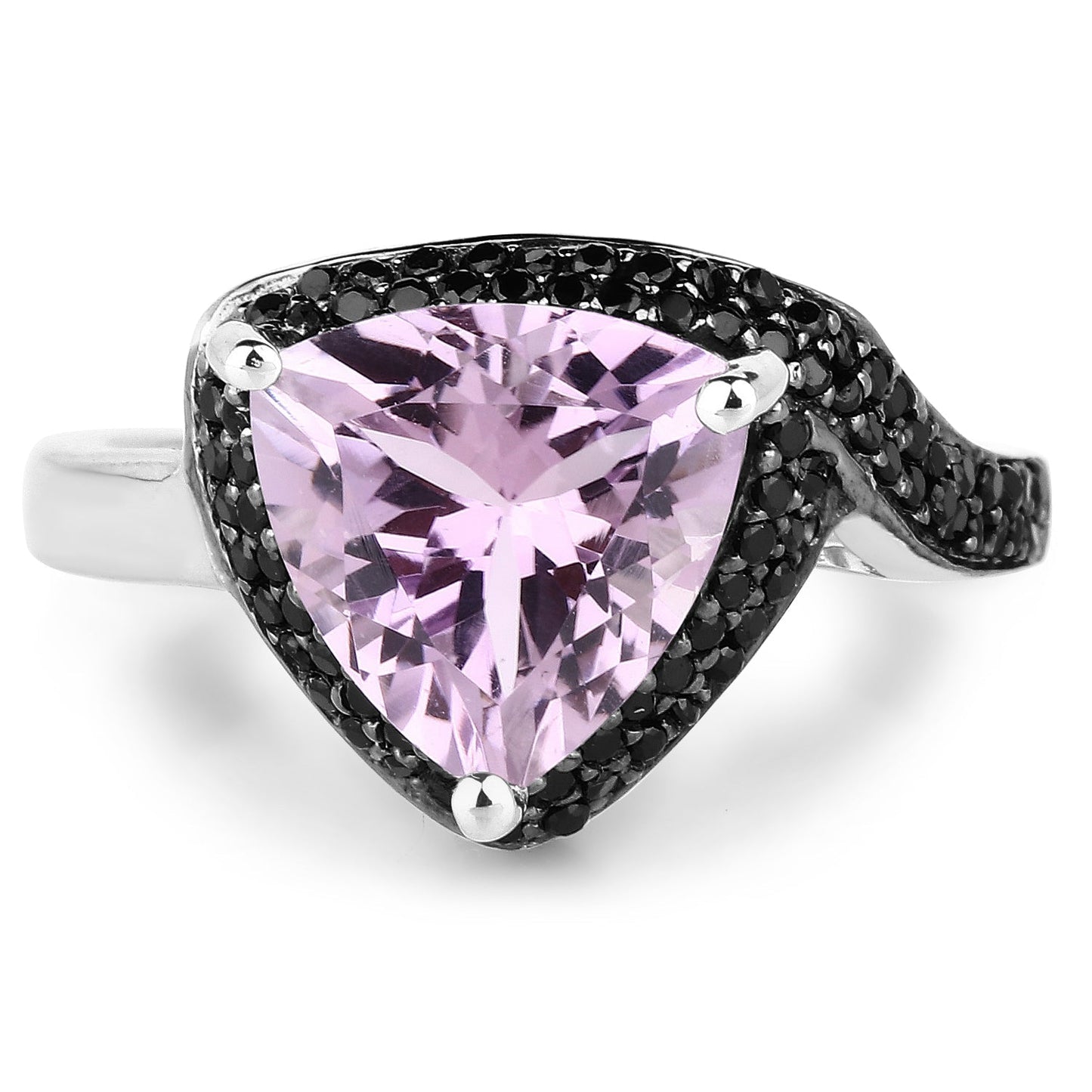 3.53 Carat Genuine Pink Amethyst and Black Spinel .925 Sterling Silver Ring Bids.com