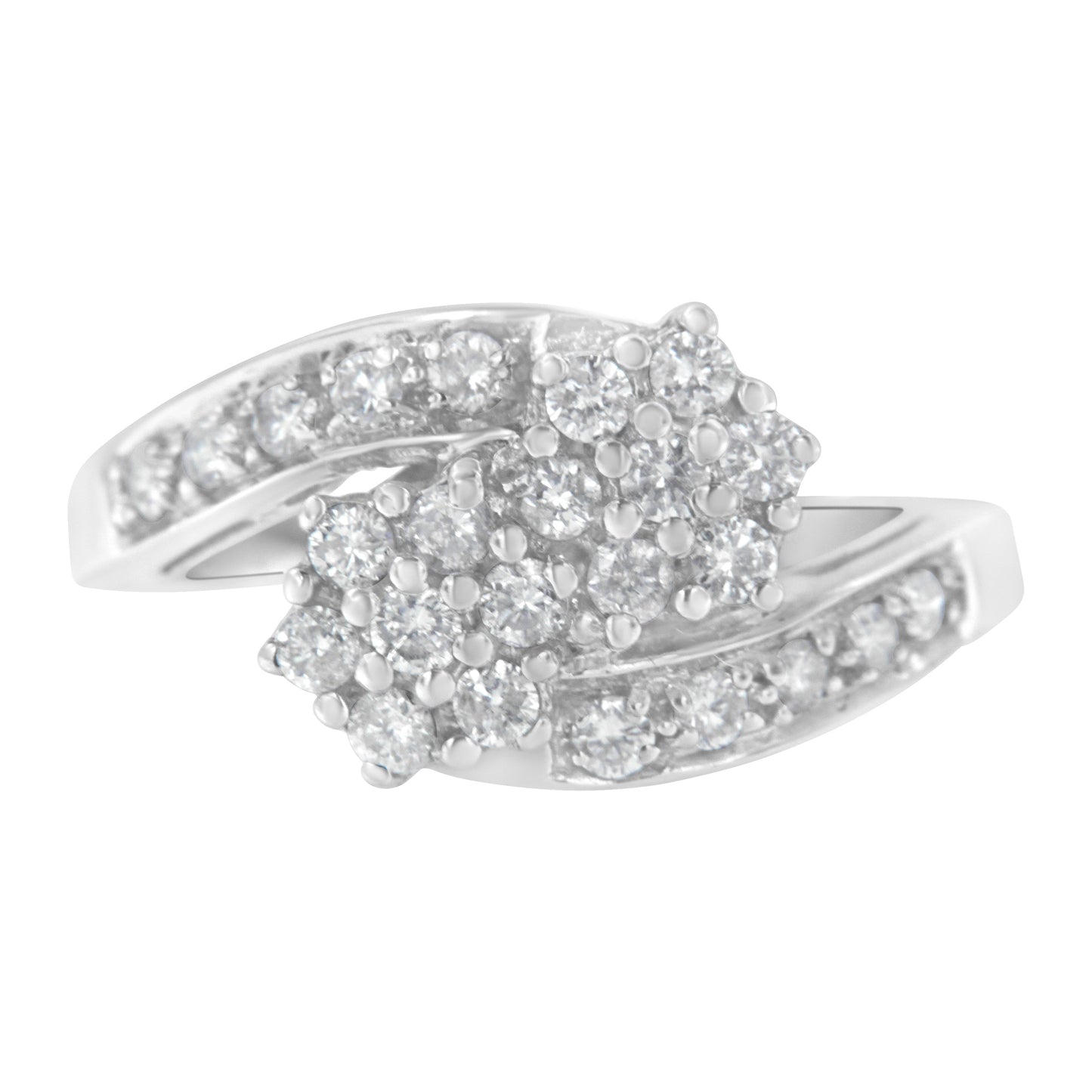 14KT White Gold Diamond Cluster Ring Band (7/8 cttw, H-I Color, I1-I2 Clarity) Bids.com