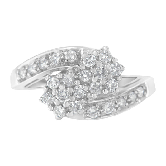 14KT White Gold Diamond Cluster Ring Band (7/8 cttw, H-I Color, I1-I2 Clarity) Bids.com