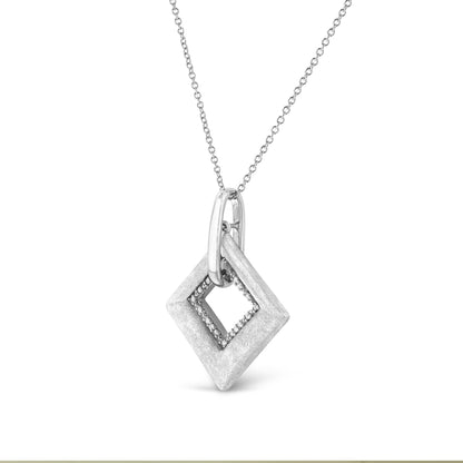 .925 Sterling Silver Pave-Set Diamond Accent Kite Shape 18" Pendant Necklace (I-J Color, I1-I2 Clarity) Bids.com