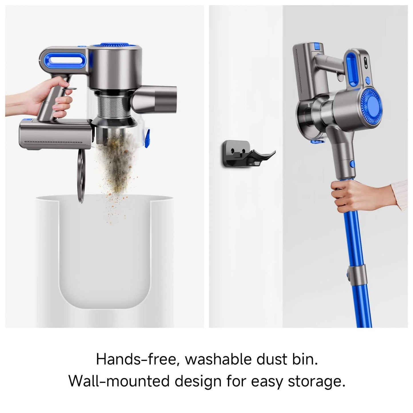 Cordless Vacuum Cleaner with LED Light & Removable Battery – Blue DailySale