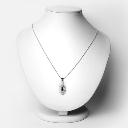 0.63 Carat Genuine Garnet and White Topaz .925 Sterling Silver Pendant Bids.com