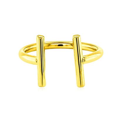 14k Yellow Gold Open Ring with Bars Bids.com