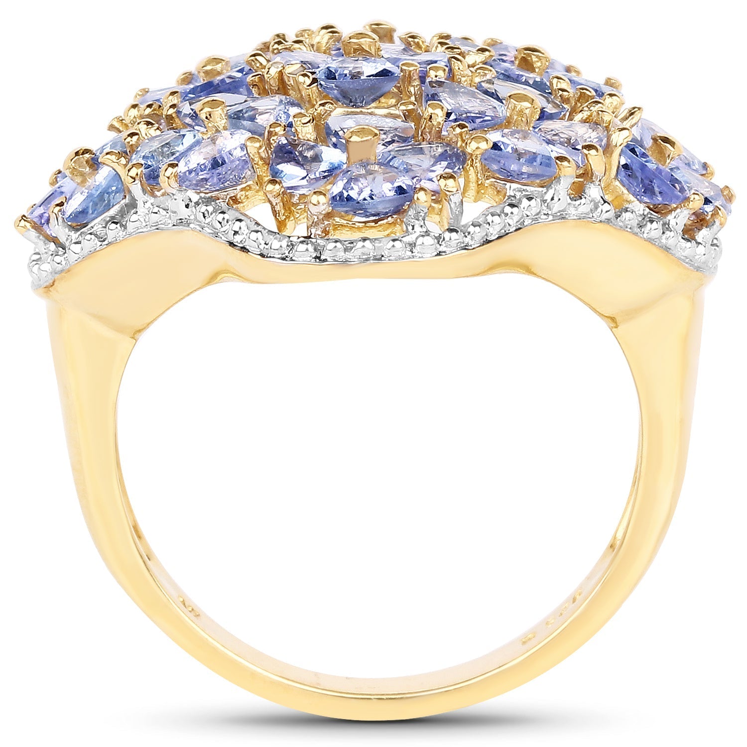14K Yellow Gold Plated 3.60 Carat Genuine Tanzanite .925 Sterling Silver Ring Bids.com
