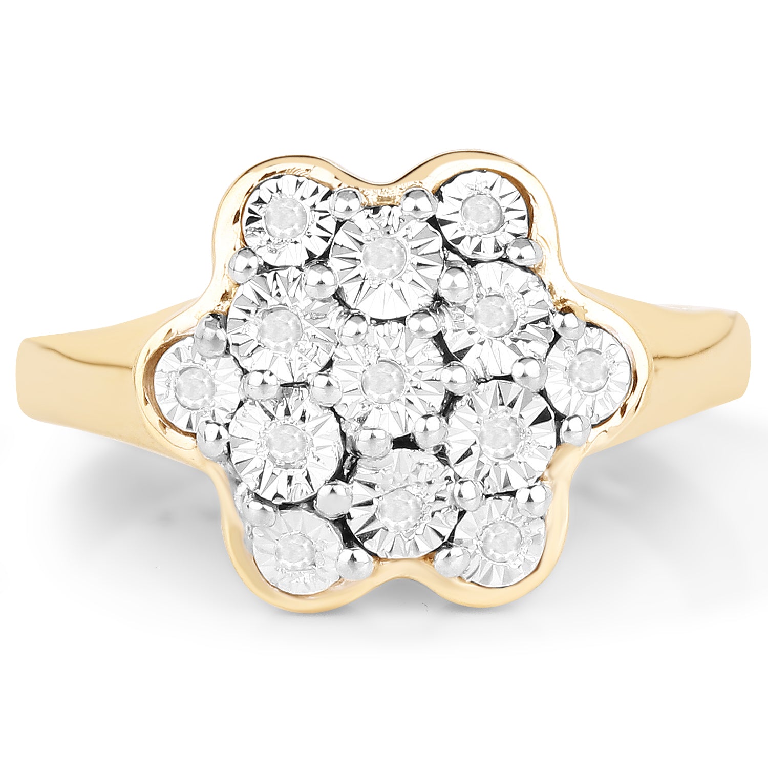 14K Yellow Gold Plated 0.07 Carat Genuine White Diamond .925 Sterling Silver Ring Bids.com
