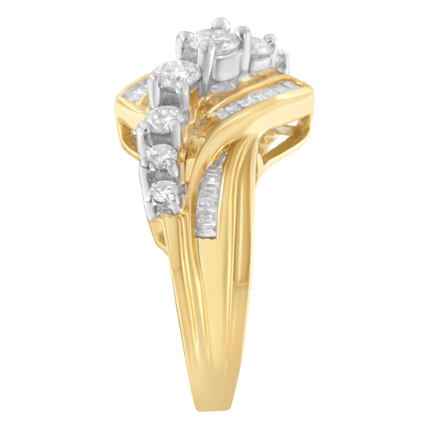 10K Two-Toned Diamond Bypass Ring (1 Cttw, H-I Color, SI2-I1 Clarity) - Size 6-1/2 Bids.com
