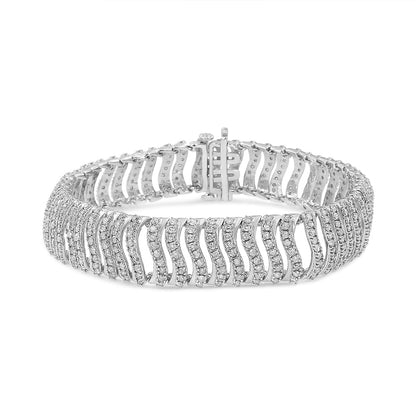.925 Sterling Silver 5.00 Cttw Round-Cut Diamond "S" Link Bracelet (I-J Color, I3 Clarity) - Size 7.25 Bids.com