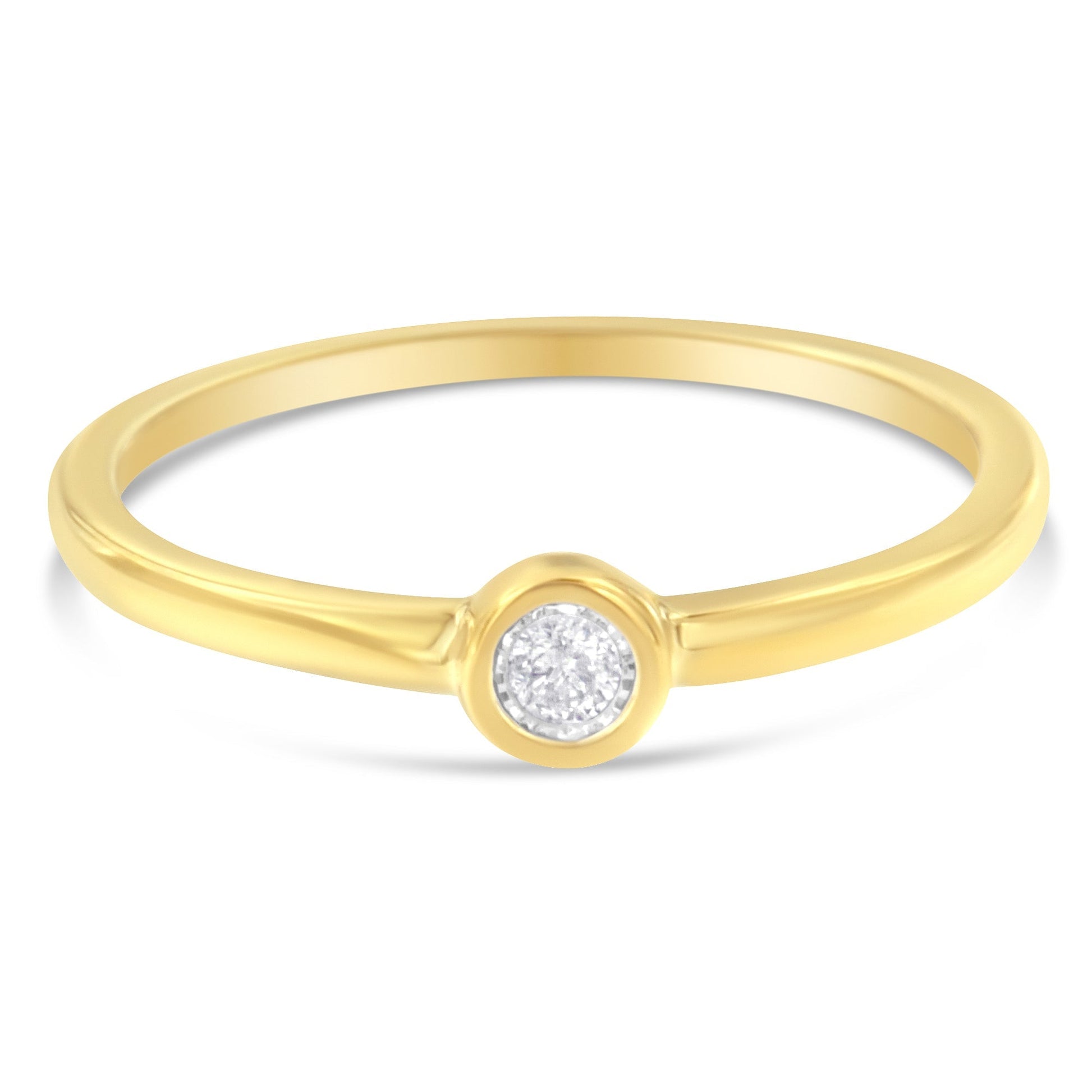 14K Yellow Gold Plated .925 Sterling Silver Miracle Set Diamond Ring (1/20 Cttw, J-K Color, I1-I2 Clarity) - Size 6 Bids.com