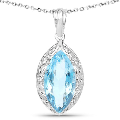 8.22 Carat Genuine Swiss Blue Topaz .925 Sterling Silver Pendant Bids.com