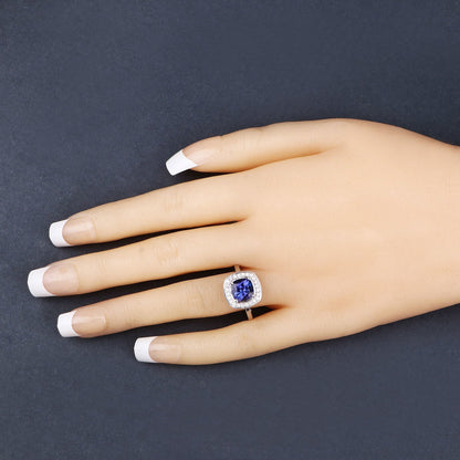 2.26 Carat Genuine Tanzanite and White Diamond 14K White Gold Ring Bids.com