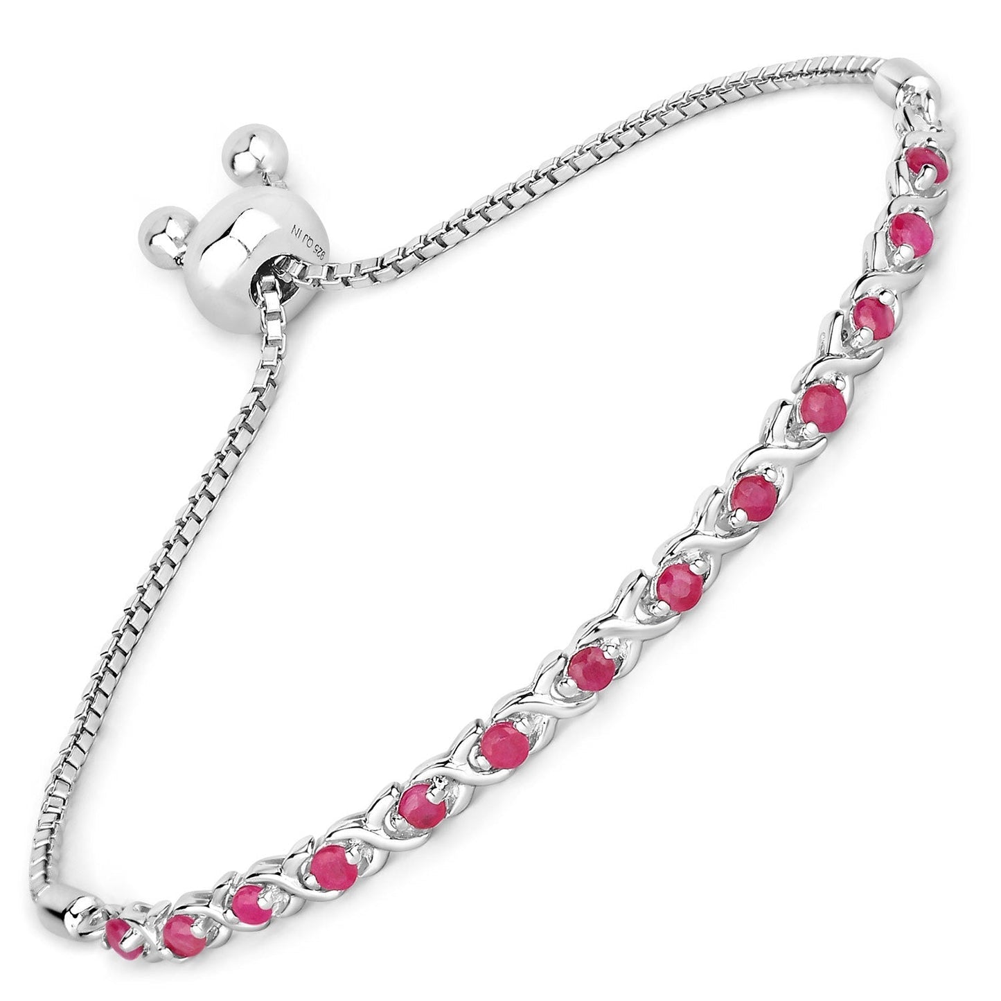 0.88 Carat Genuine Ruby .925 Sterling Silver Bracelet Bids.com