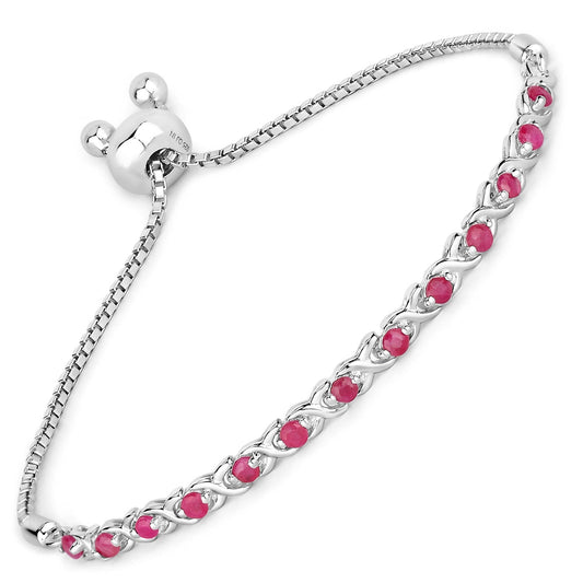 0.88 Carat Genuine Ruby .925 Sterling Silver Bracelet Bids.com