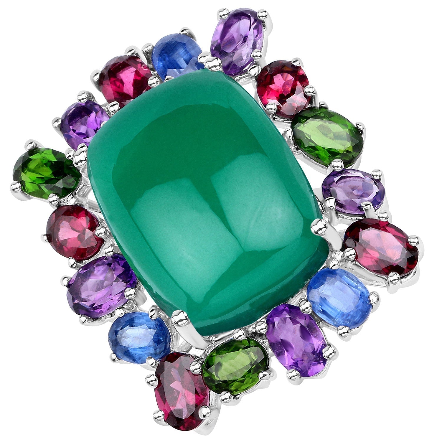 26.67 Carat Genuine Multi Stones .925 Sterling Silver Ring Bids.com
