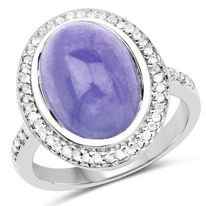8.26 Carat Genuine Tanzanite & White Topaz .925 Sterling Silver Ring Bids.com