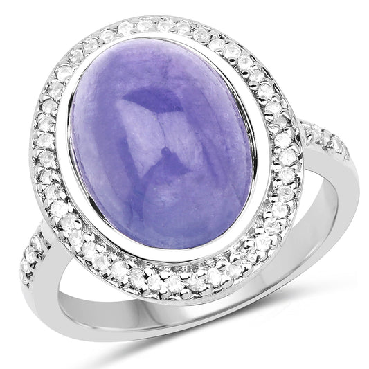 8.26 Carat Genuine Tanzanite & White Topaz .925 Sterling Silver Ring Bids.com