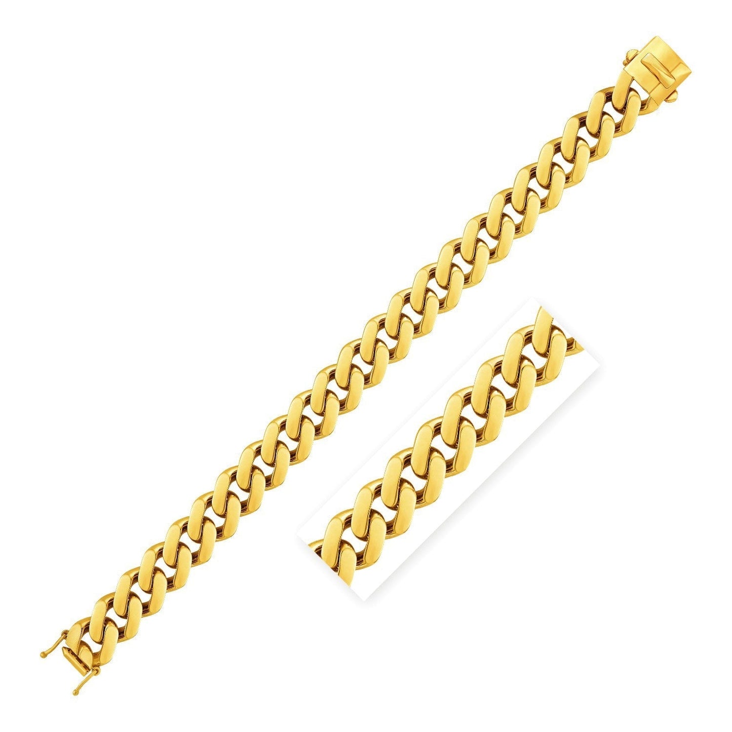 14k Yellow Gold 8 1/2 inch Wide Polished Curb Chain Bracelet Bids.com