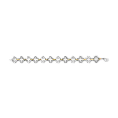 .925 Two-tone Sterling Silver 1/10 Cttw Natural Round Diamond Fashion Tennis Bracelet (I-J Color, I1-I2 Clarity) - 7" Bids.com