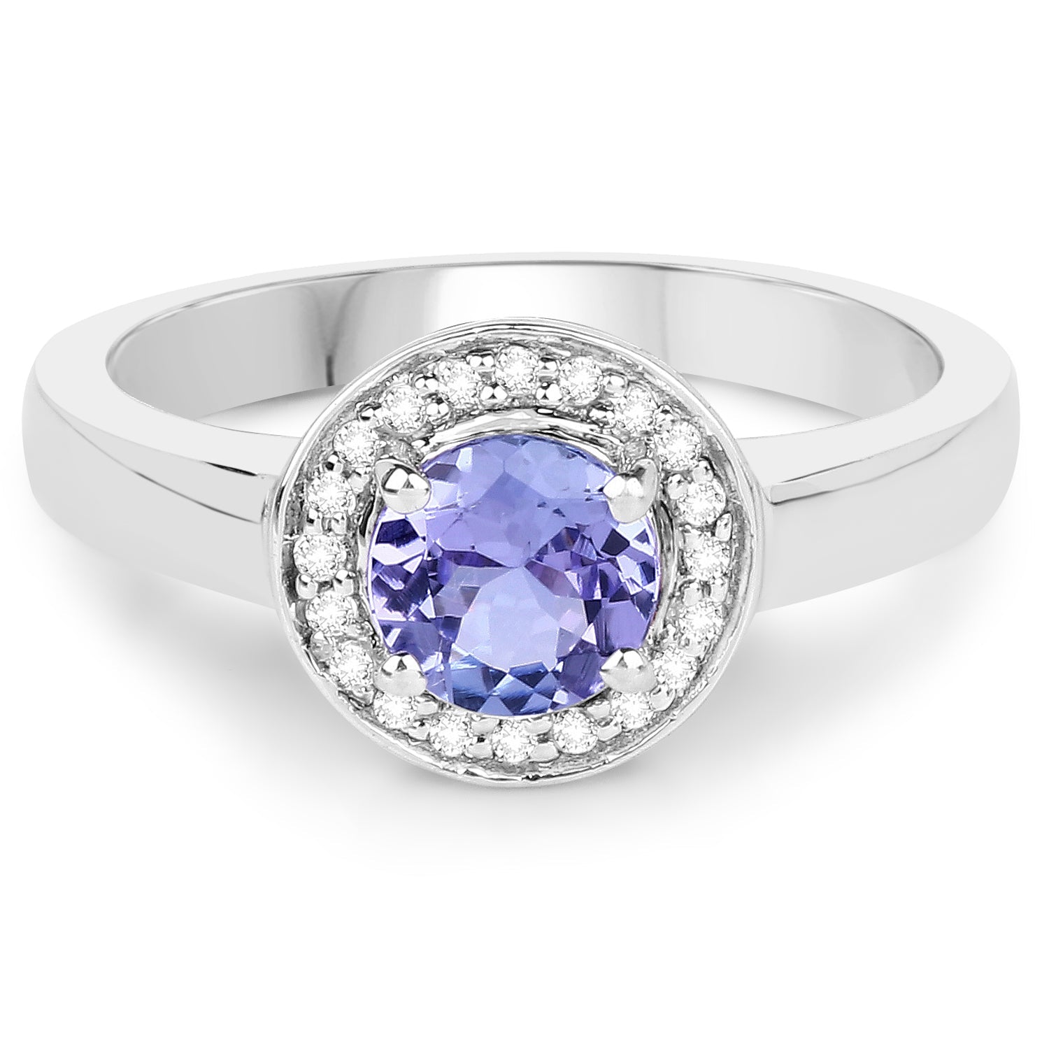 1.05 Carat Genuine Tanzanite and White Topaz .925 Sterling Silver Ring Bids.com