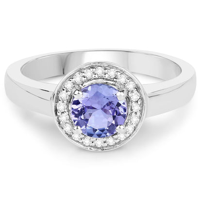 1.05 Carat Genuine Tanzanite and White Topaz .925 Sterling Silver Ring Bids.com