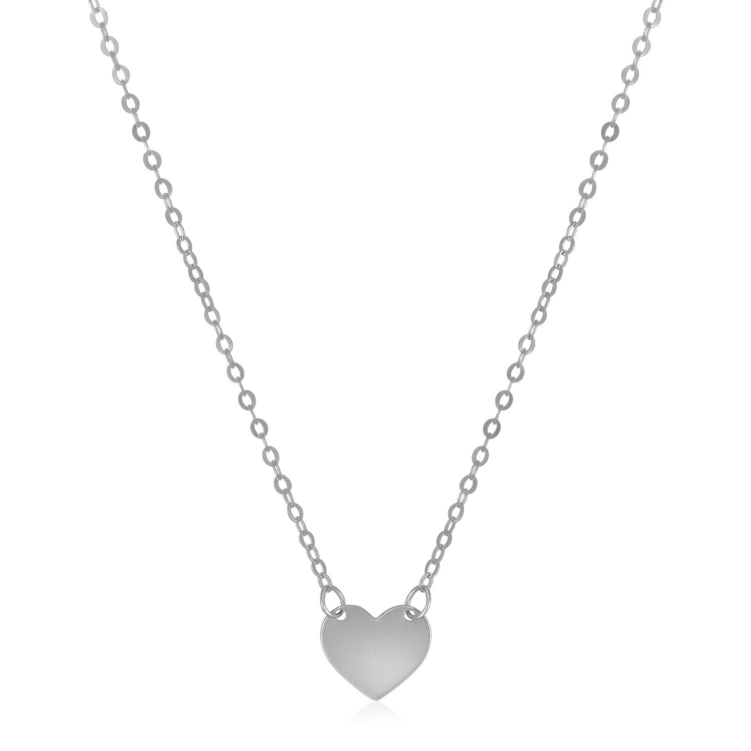 14k White Gold Polished Mini Heart Necklace Bids.com