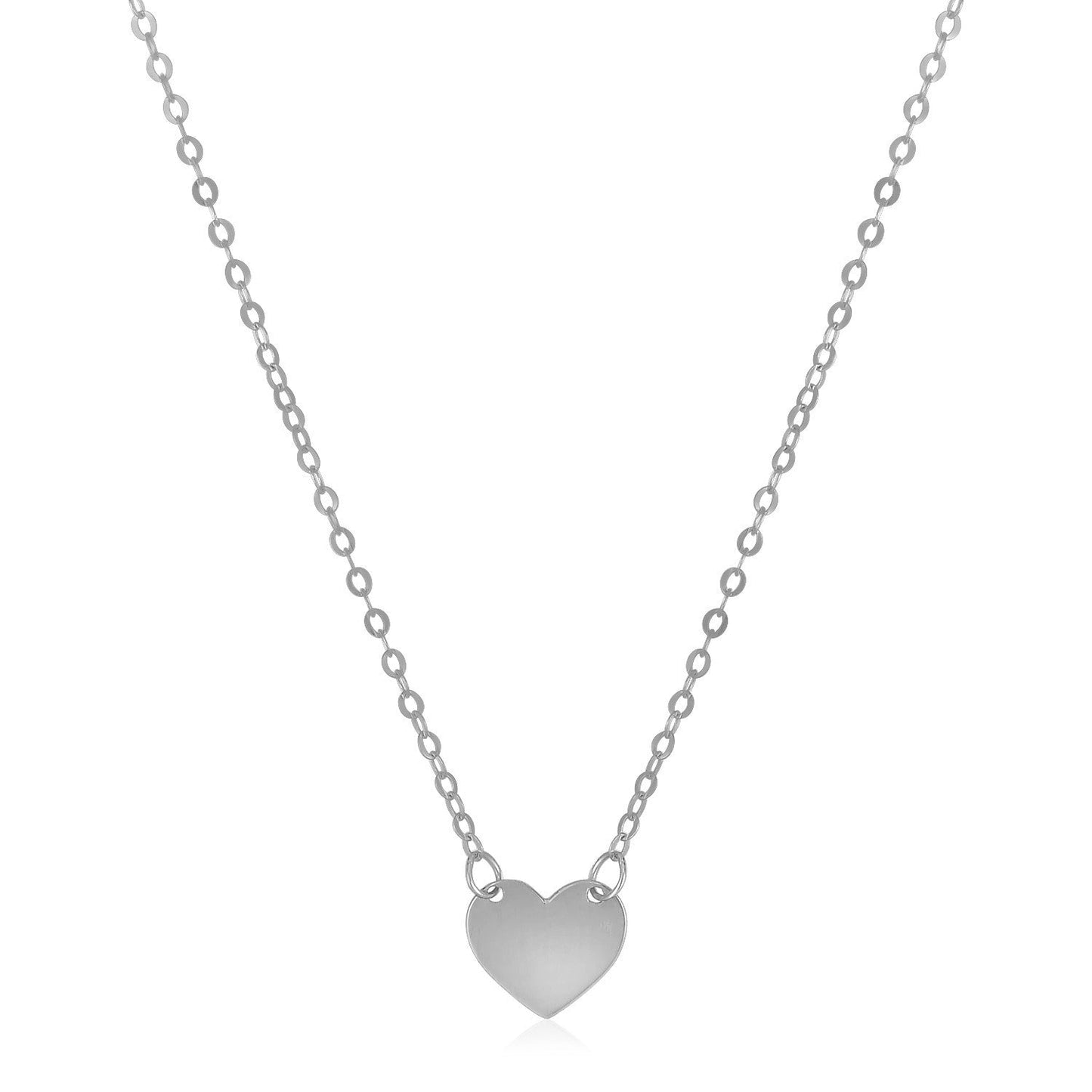 14k White Gold Polished Mini Heart Necklace Bids.com