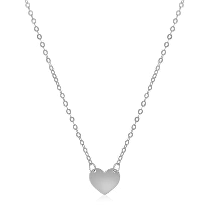 14k White Gold Polished Mini Heart Necklace Bids.com