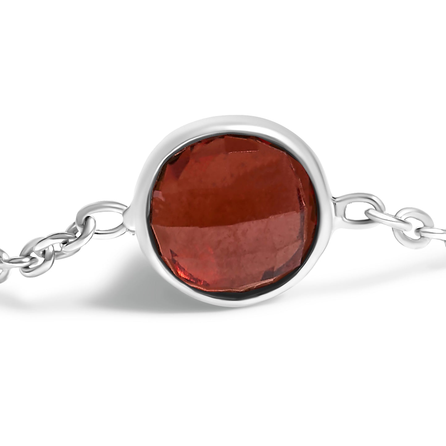 .925 Sterling Silver Bezel Set Red Garnet 5 Station Adjustable Bolo Bracelet Bids.com