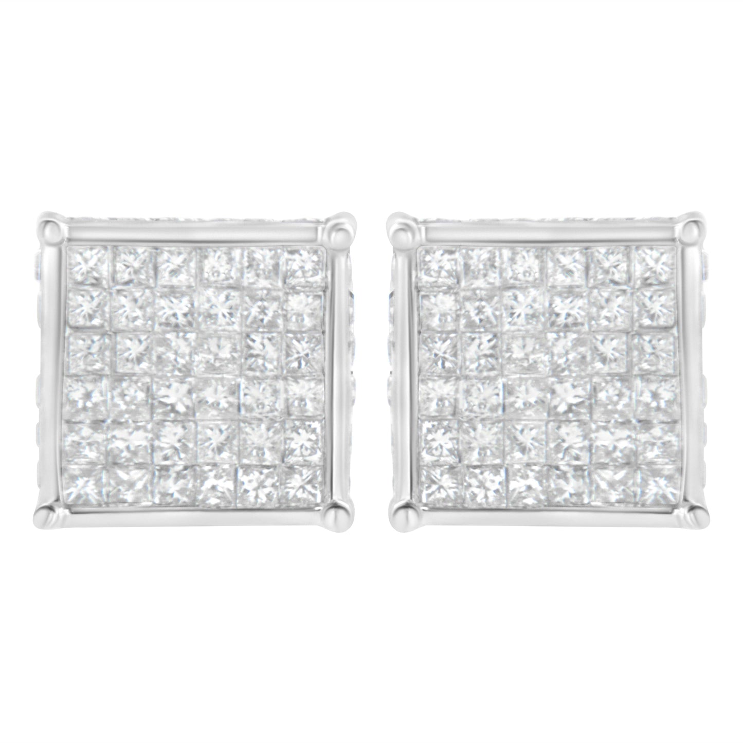 10K White Gold 2ct TDW Princess-Cut Composite Diamond Stud Earring (I-J ,I2-I3) Bids.com