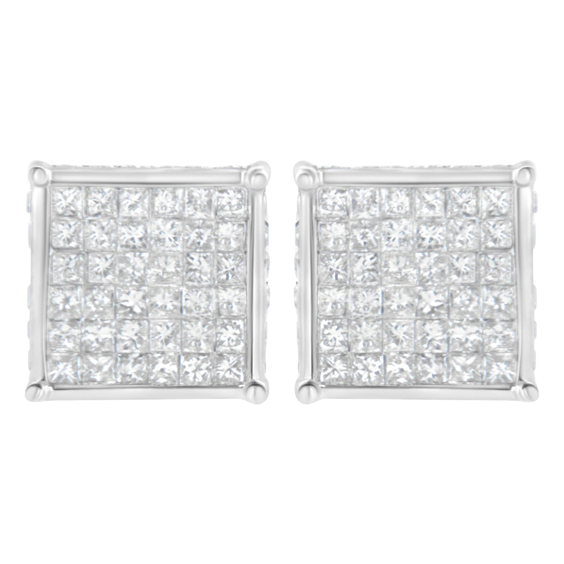 10K White Gold 2ct TDW Princess-Cut Composite Diamond Stud Earring (I-J ,I2-I3) Bids.com