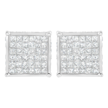 10K White Gold 2ct TDW Princess-Cut Composite Diamond Stud Earring (I-J ,I2-I3) Bids.com