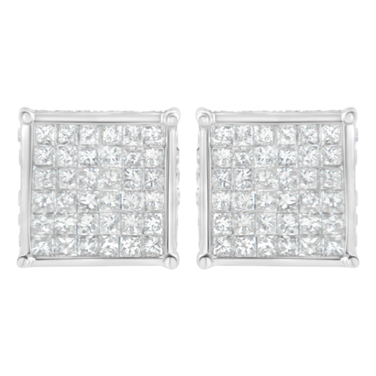 10K White Gold 2ct TDW Princess-Cut Composite Diamond Stud Earring (I-J ,I2-I3) Bids.com