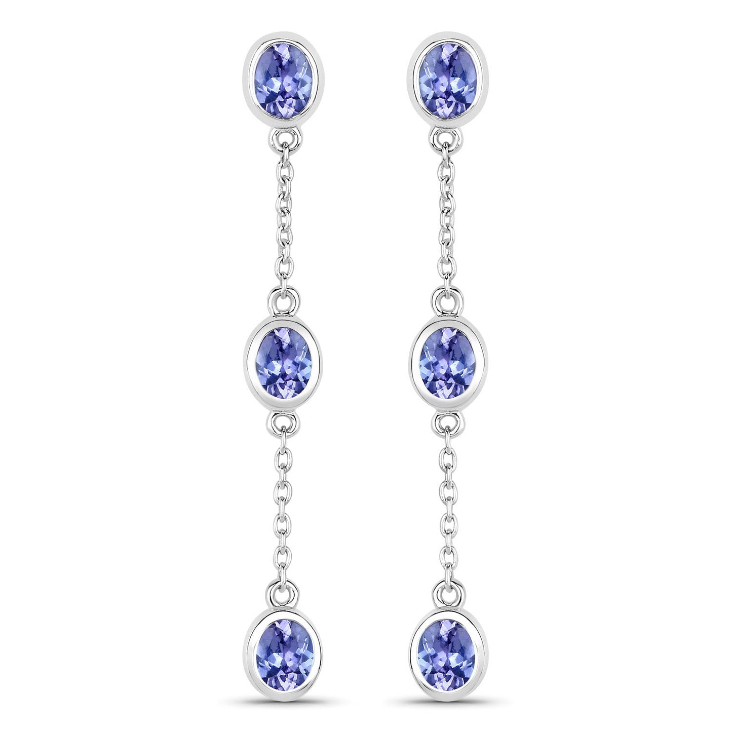 1.98 Carat Genuine Tanzanite .925 Sterling Silver Earrings Bids.com