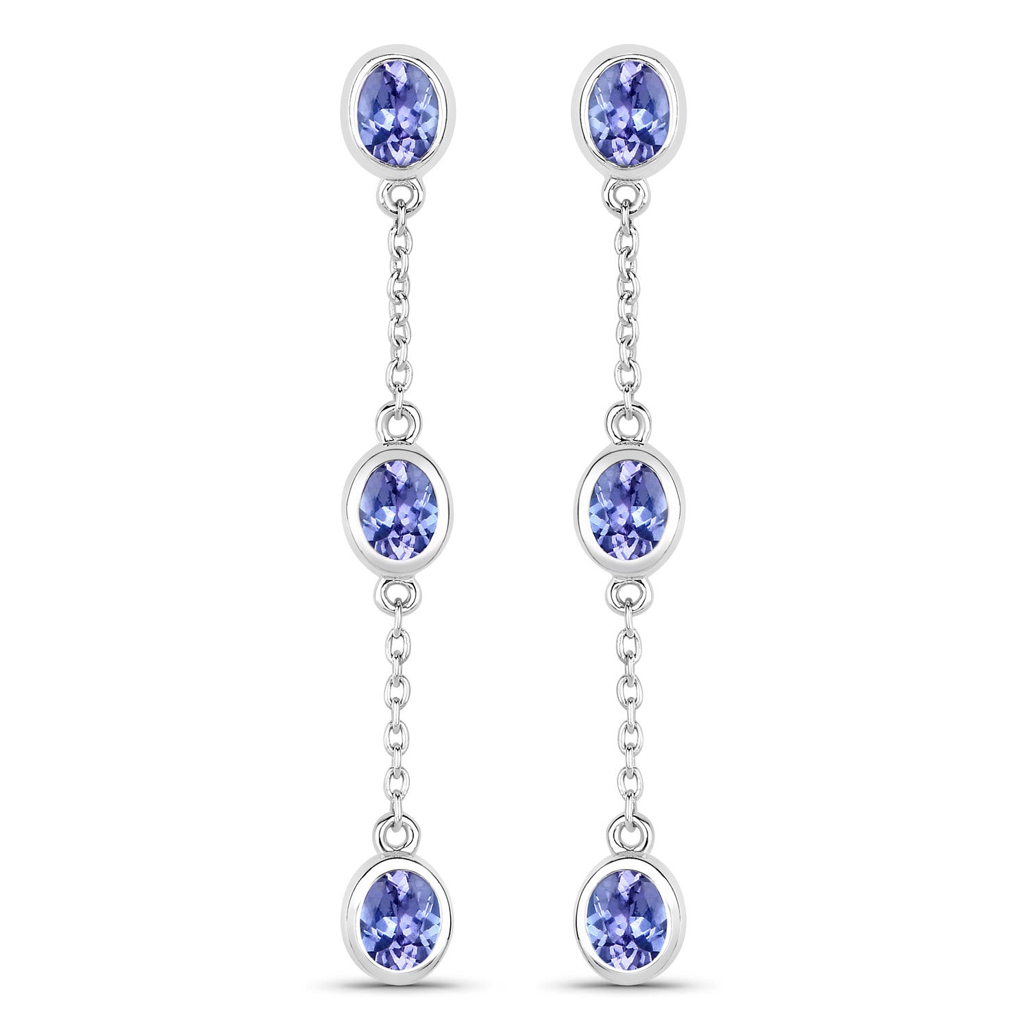 1.98 Carat Genuine Tanzanite .925 Sterling Silver Earrings Bids.com