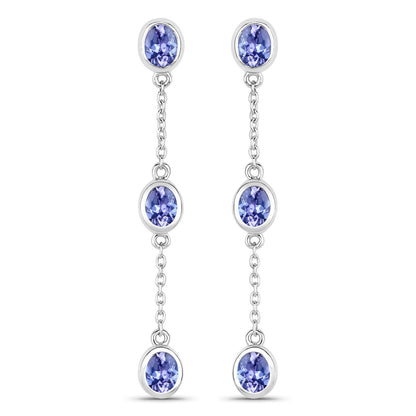 1.98 Carat Genuine Tanzanite .925 Sterling Silver Earrings Bids.com