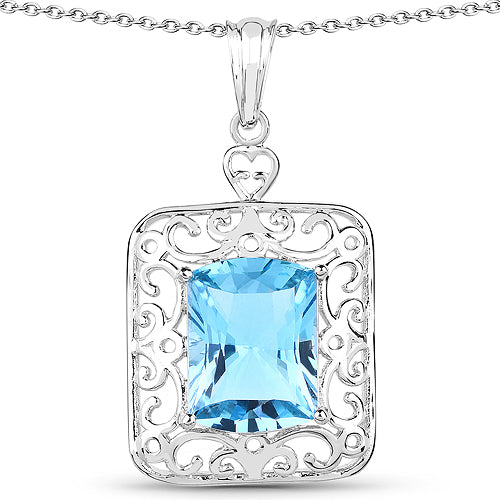 10.63 Carat Genuine Swiss Blue Topaz .925 Sterling Silver Pendant Bids.com