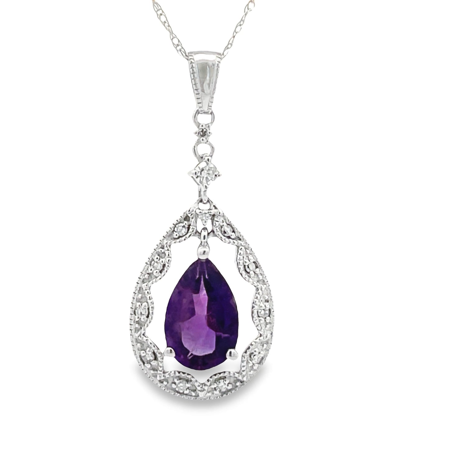 Amethyst Diamond Fashion Pendants 14KT White Gold Bids.com